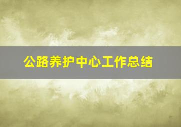 公路养护中心工作总结