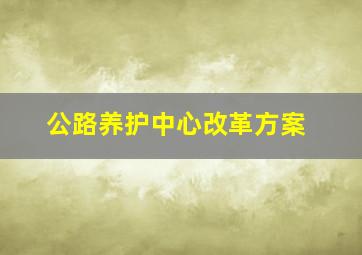 公路养护中心改革方案