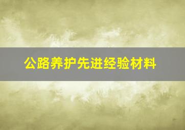 公路养护先进经验材料