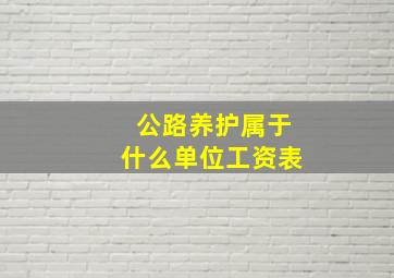 公路养护属于什么单位工资表