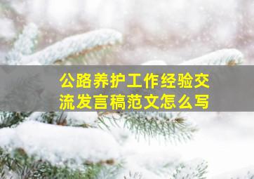 公路养护工作经验交流发言稿范文怎么写