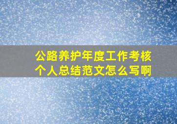 公路养护年度工作考核个人总结范文怎么写啊