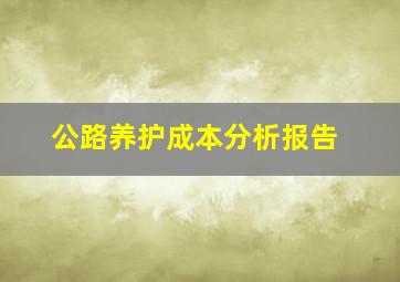 公路养护成本分析报告