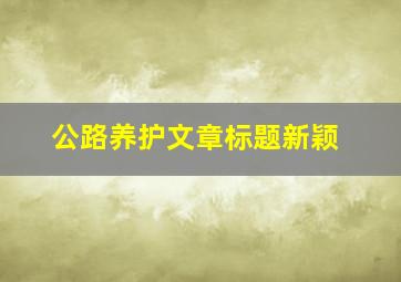 公路养护文章标题新颖