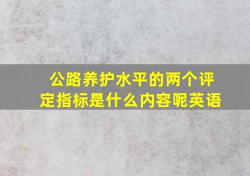 公路养护水平的两个评定指标是什么内容呢英语