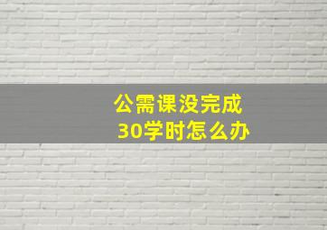 公需课没完成30学时怎么办