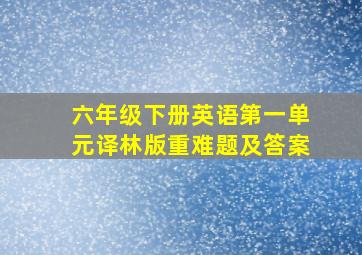 六年级下册英语第一单元译林版重难题及答案