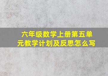 六年级数学上册第五单元教学计划及反思怎么写