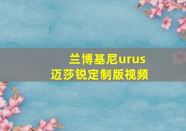 兰博基尼urus迈莎锐定制版视频