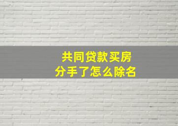 共同贷款买房分手了怎么除名