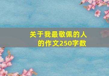 关于我最敬佩的人的作文250字数