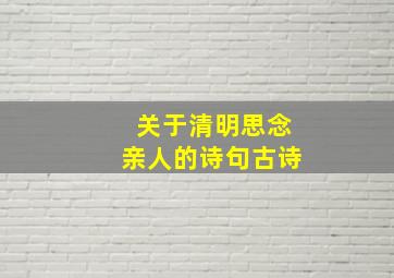 关于清明思念亲人的诗句古诗