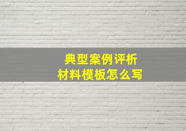 典型案例评析材料模板怎么写