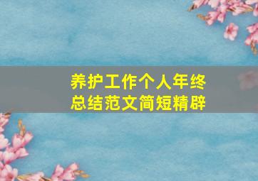 养护工作个人年终总结范文简短精辟