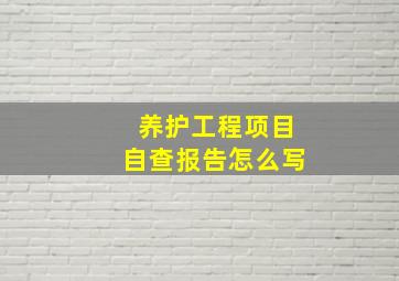 养护工程项目自查报告怎么写