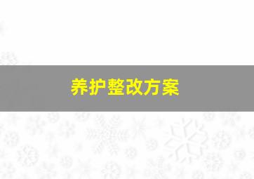 养护整改方案