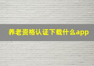 养老资格认证下载什么app