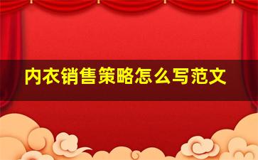 内衣销售策略怎么写范文