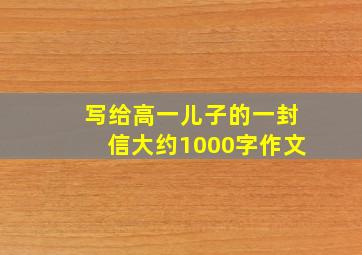 写给高一儿子的一封信大约1000字作文