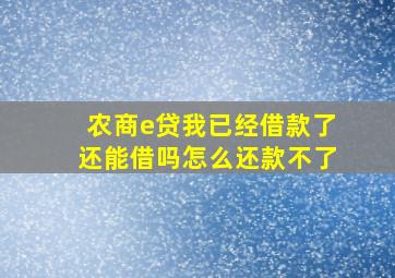 农商e贷我已经借款了还能借吗怎么还款不了