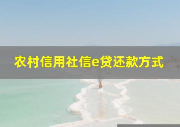 农村信用社信e贷还款方式