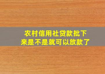 农村信用社贷款批下来是不是就可以放款了