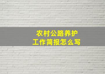 农村公路养护工作简报怎么写