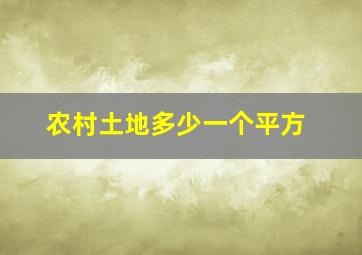 农村土地多少一个平方