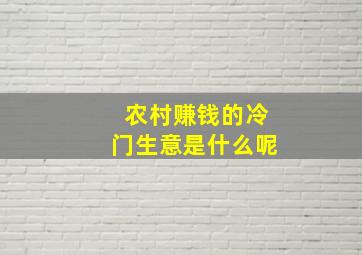 农村赚钱的冷门生意是什么呢