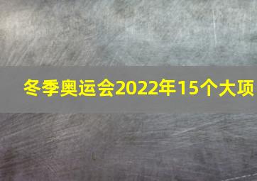 冬季奥运会2022年15个大项