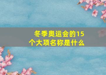 冬季奥运会的15个大项名称是什么