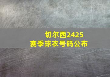 切尔西2425赛季球衣号码公布