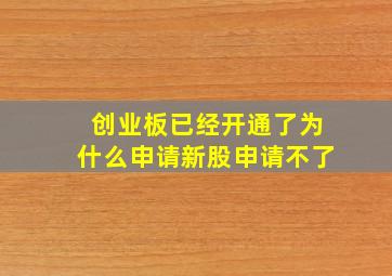 创业板已经开通了为什么申请新股申请不了