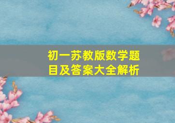 初一苏教版数学题目及答案大全解析