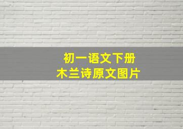 初一语文下册木兰诗原文图片