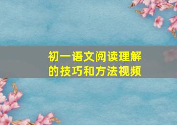 初一语文阅读理解的技巧和方法视频