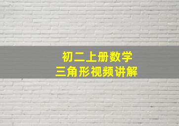 初二上册数学三角形视频讲解