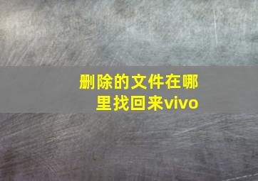 删除的文件在哪里找回来vivo