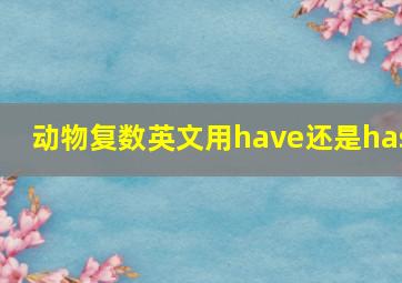 动物复数英文用have还是has