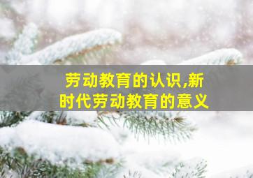 劳动教育的认识,新时代劳动教育的意义