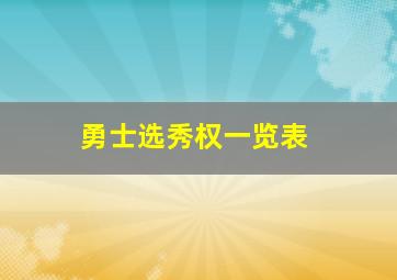 勇士选秀权一览表