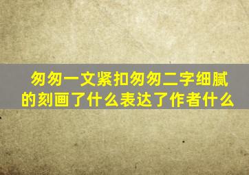 匆匆一文紧扣匆匆二字细腻的刻画了什么表达了作者什么