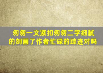 匆匆一文紧扣匆匆二字细腻的刻画了作者忙碌的踪迹对吗