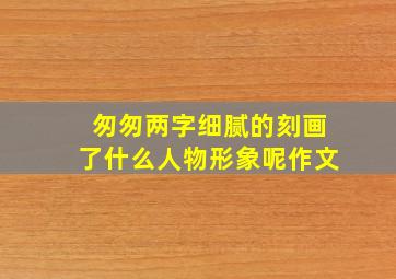 匆匆两字细腻的刻画了什么人物形象呢作文