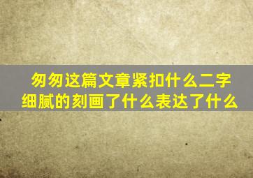 匆匆这篇文章紧扣什么二字细腻的刻画了什么表达了什么