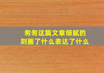 匆匆这篇文章细腻的刻画了什么表达了什么