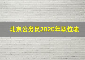 北京公务员2020年职位表