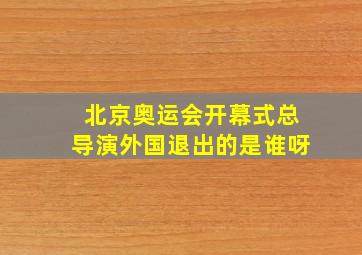 北京奥运会开幕式总导演外国退出的是谁呀