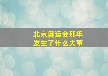 北京奥运会那年发生了什么大事