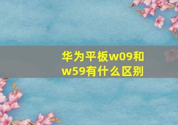 华为平板w09和w59有什么区别